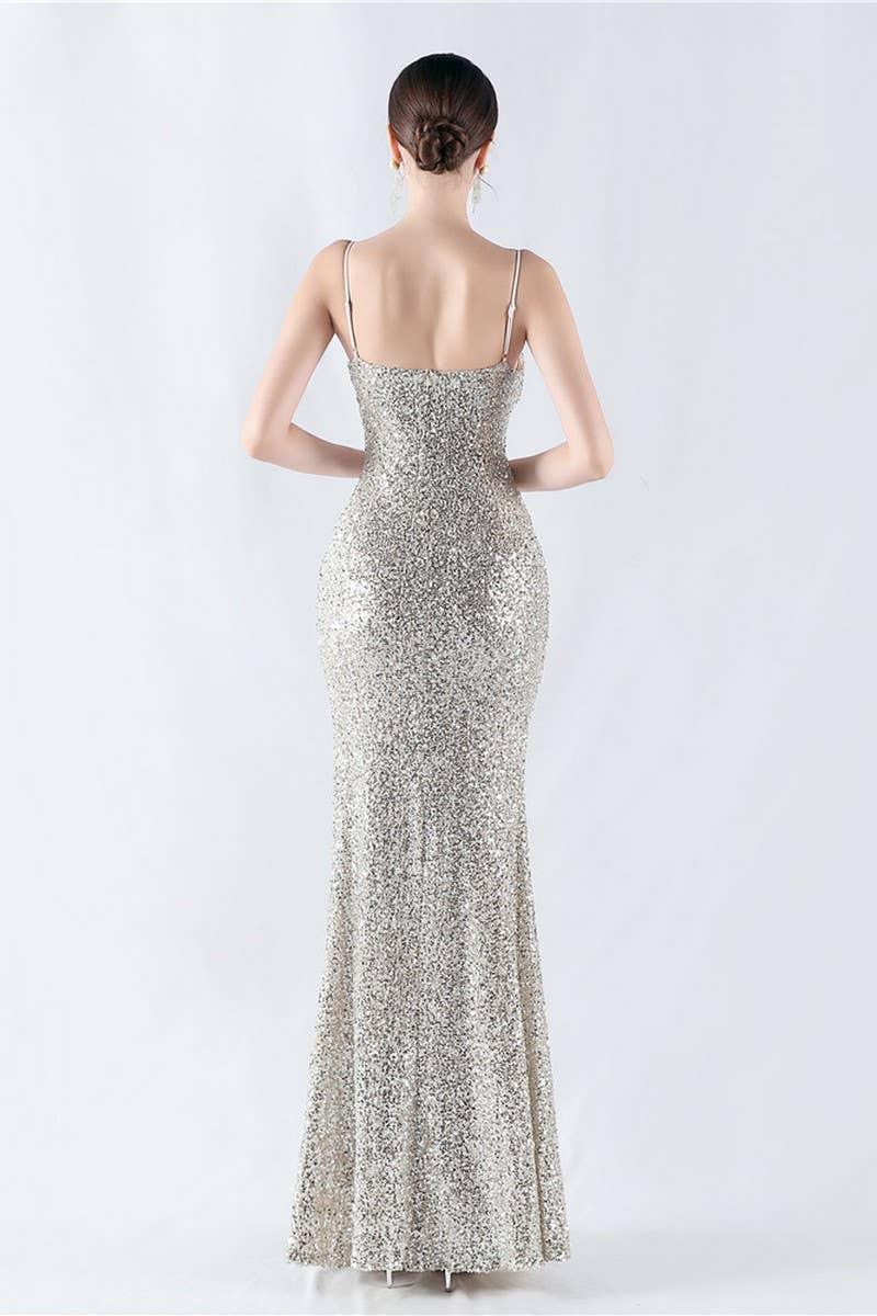 CWDMD4825_ELEGANT SEXY HIGH-SLIT SLING EVENING DRESS