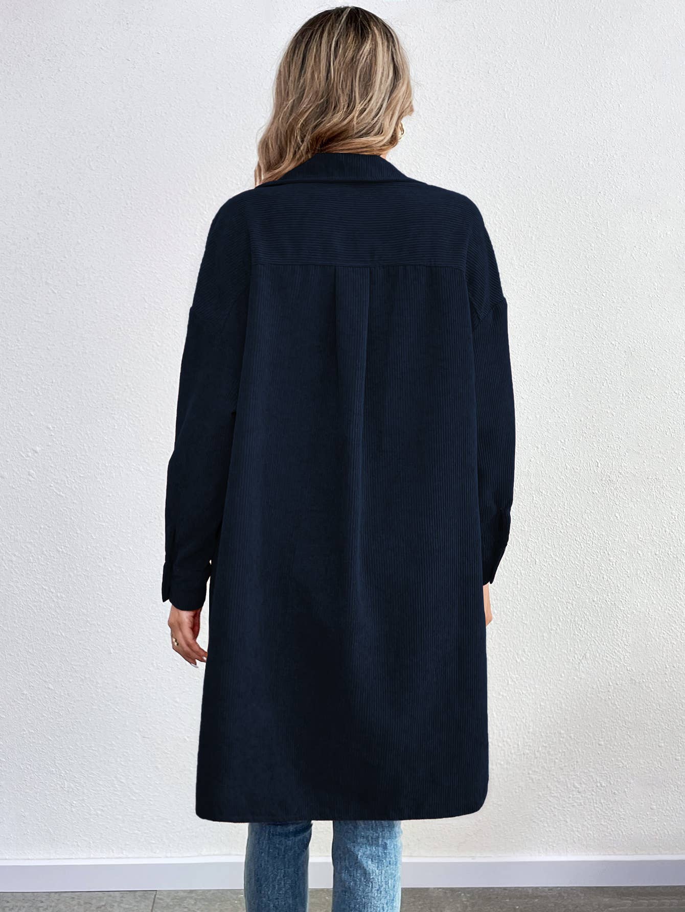 LONG SLEEVE SINGLE BREASTED CORDUROY LONG CARDIGAN