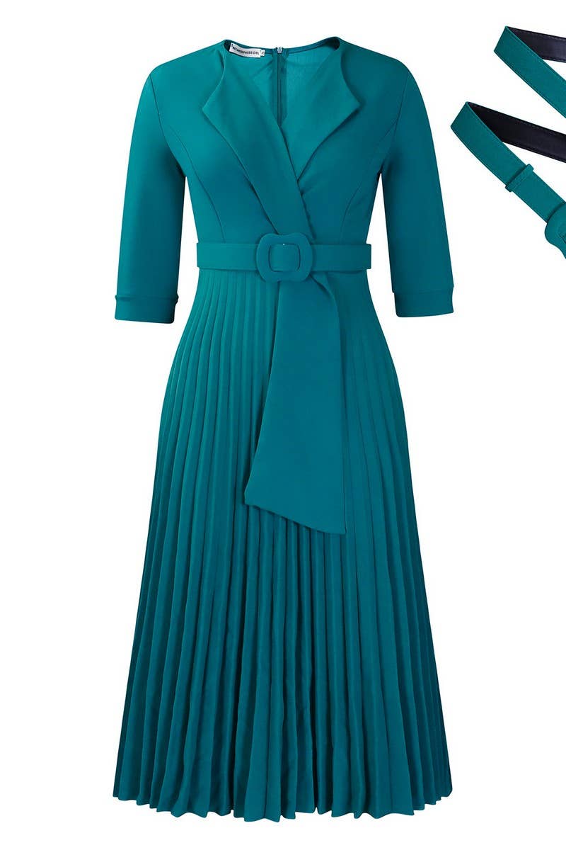 CWDMD01258_2024 FALL WINTER PLUS SIZE PLEATED BLAZER DRESS