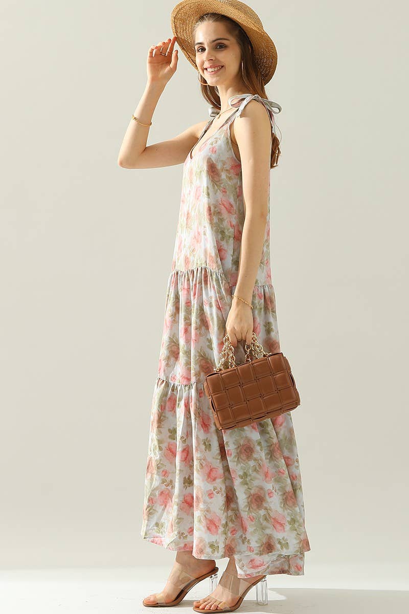 CWDMD826_STRAP TIE SLEEVELESS DRESS WITH TRIM TAPE AT HEM