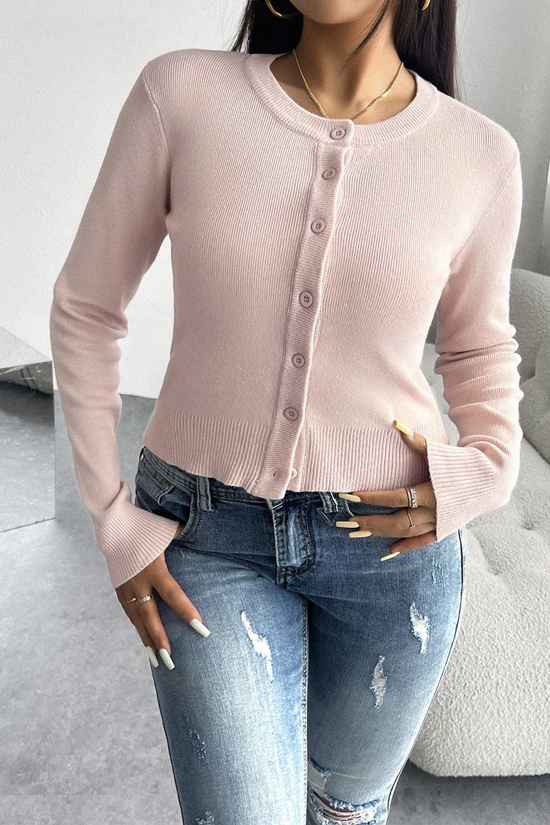 CWOCAL2256_SLIM FIT CARDIGAN BUTTON LONG SLEEVE SWEATER