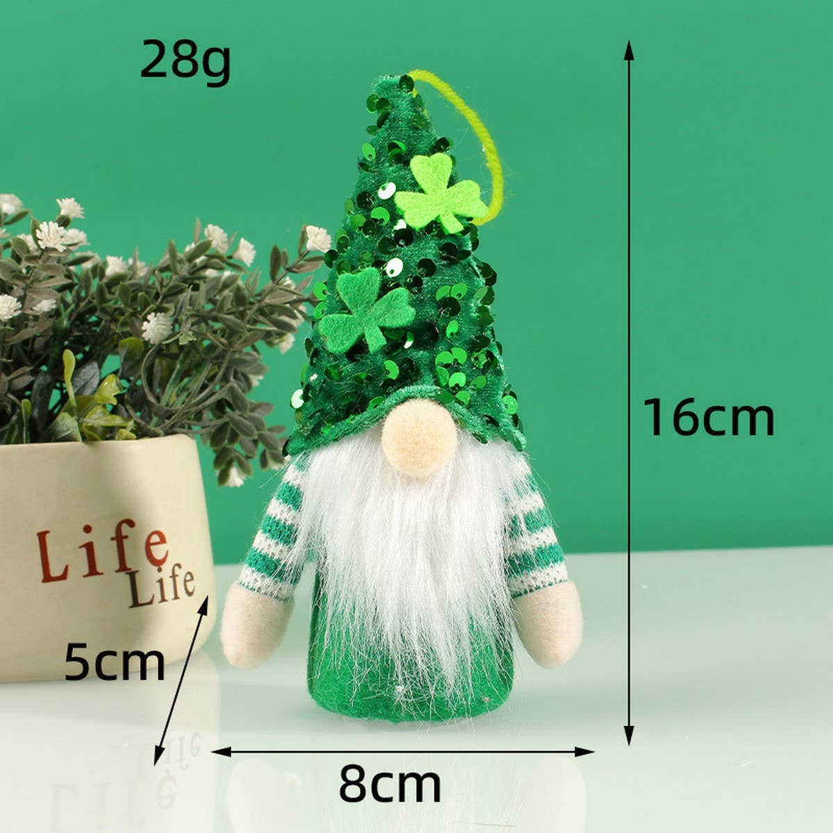 ST. PATRICK'S DAY SEQUIN HAT LIGHT UP ELF DOLL_CWMM3455