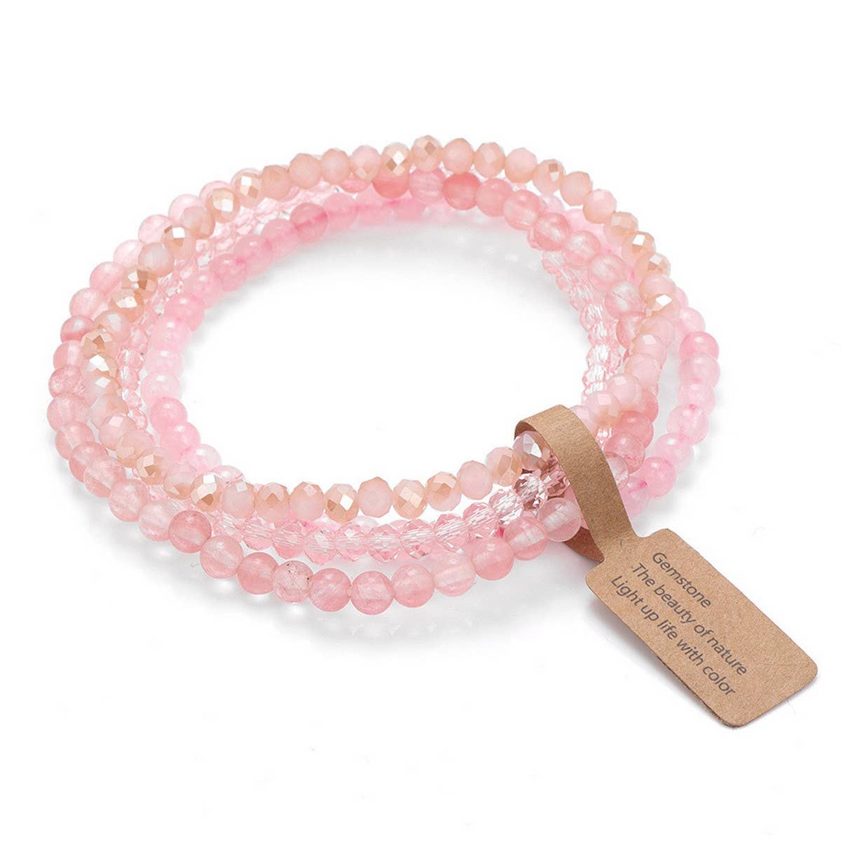 CWAJE4304_GLASS BEAD STONE BEADED FOUR-PIECE BRACELET