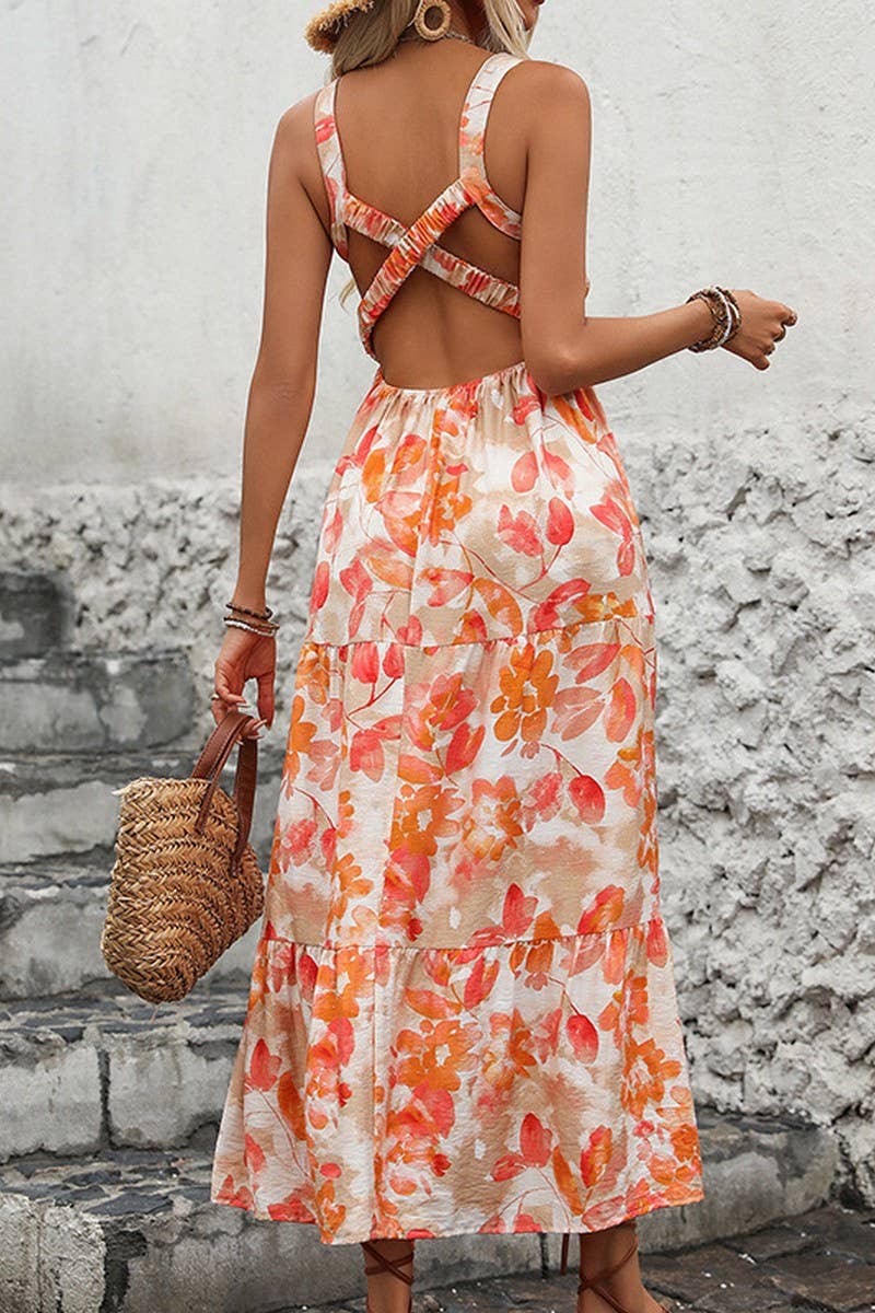CWDMD2365_V NECK FLORAL PRINT MAXI DRESS