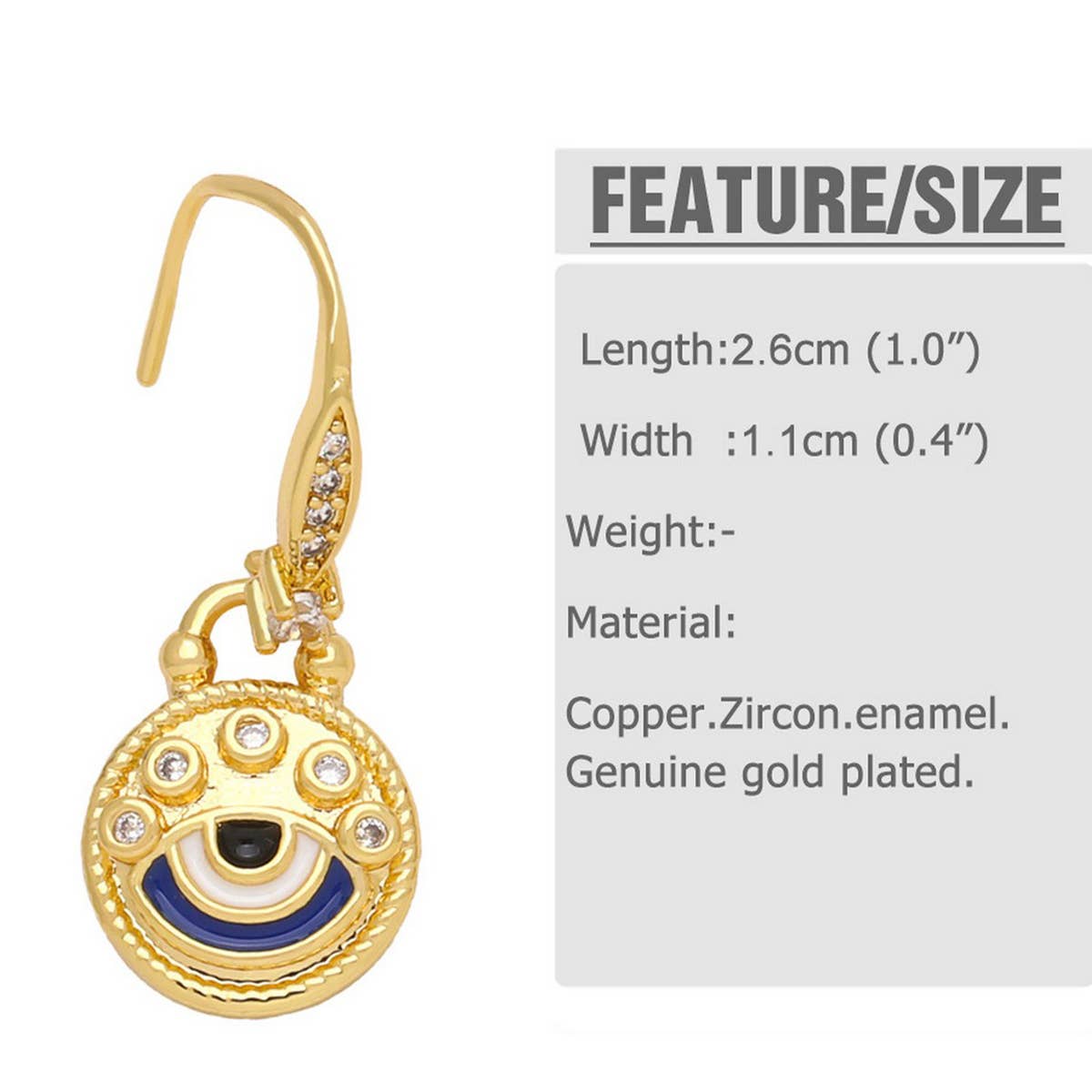 COLORED ZIRCON DEVIL'S EYE PENDANT EARRINGS