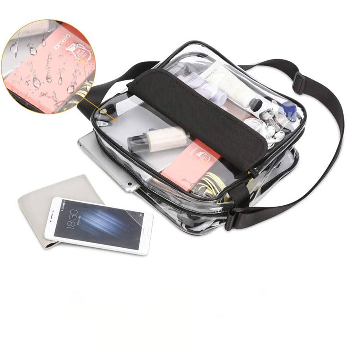 Colorful transparent pvc crossbody bag