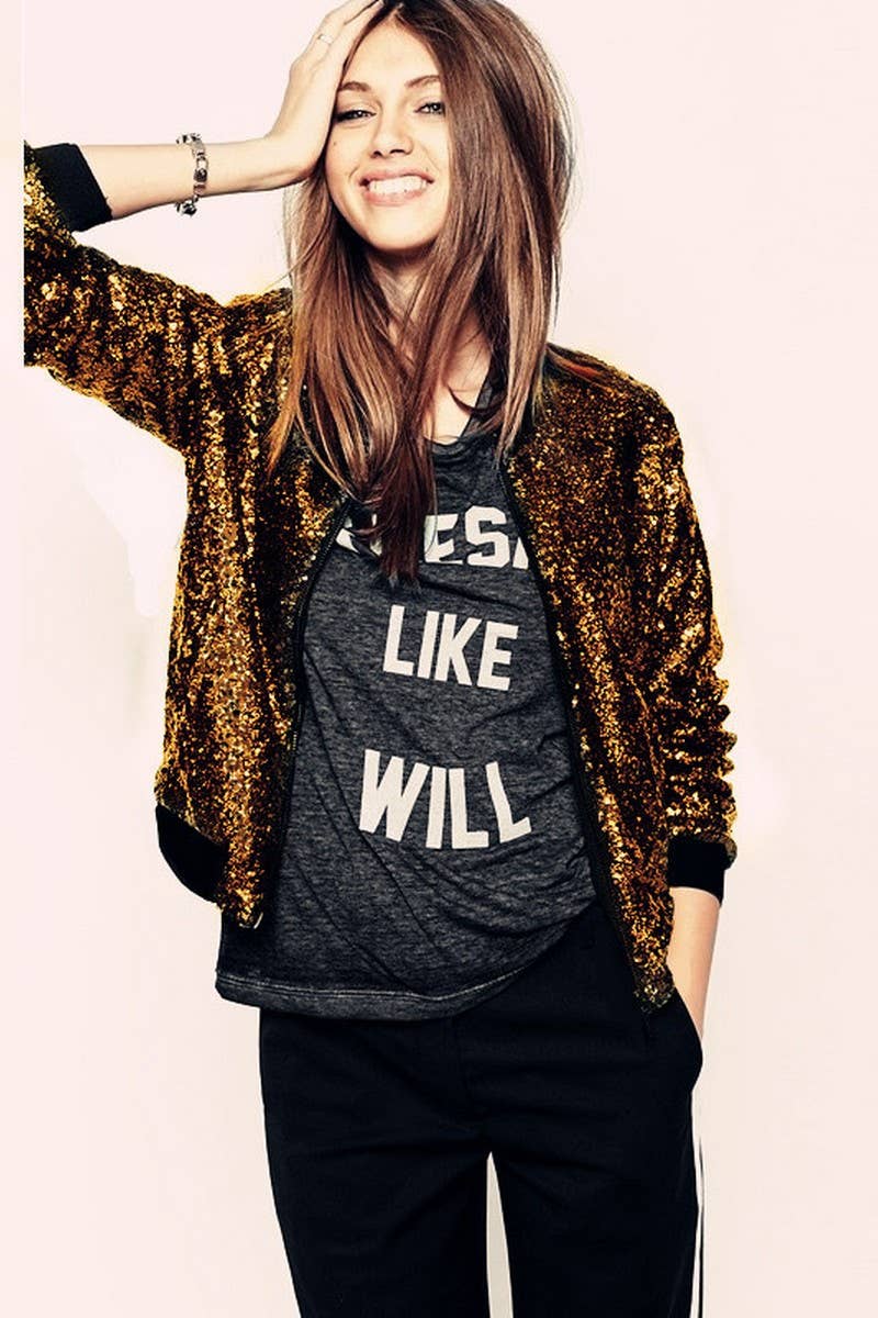 CWOCO1128_SEQUINED LONG SLEEVE ZIP-UP BASEBALL JACKET