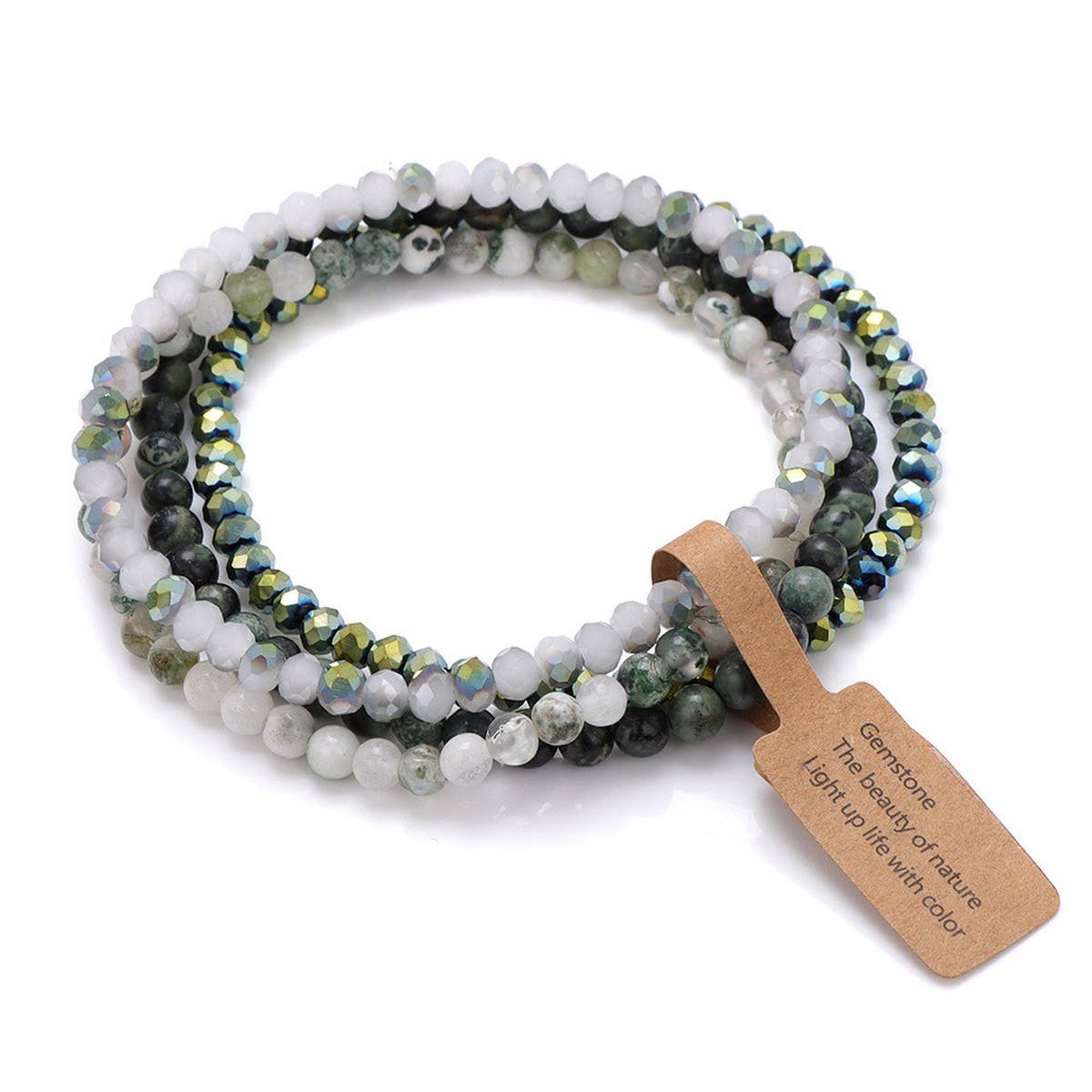 CWAJE4304_GLASS BEAD STONE BEADED FOUR-PIECE BRACELET