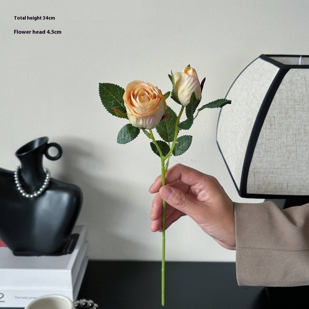 Vintage 2-Head Burnt Edge Mini Rose Bouquet