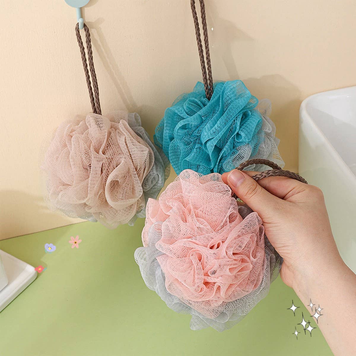 BATH POUF DOUBLE LARGE SOFT BATH POUF_CWMM3366