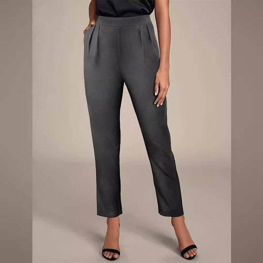 ELEGANT ELASTIC-WAIST ELASTIC-POCKET SUIT PANTS