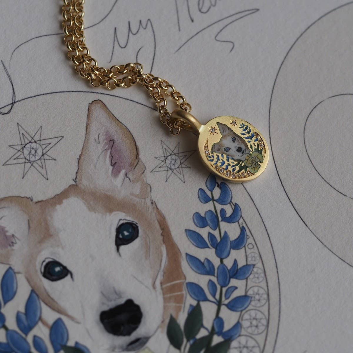 New Dog Stainless Steel Painted Necklace