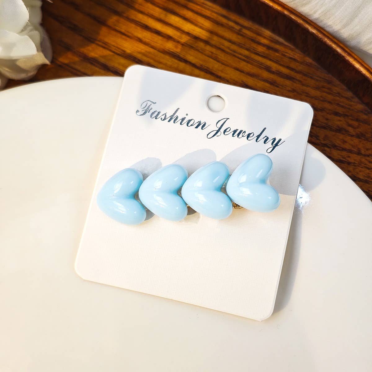 Colorful ice glitter pink heart-shaped hair clip