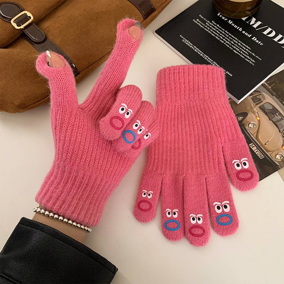 FINGERLESS SOLID COLOR KNITTED WOOL WARM GLOVES_CWAG0173