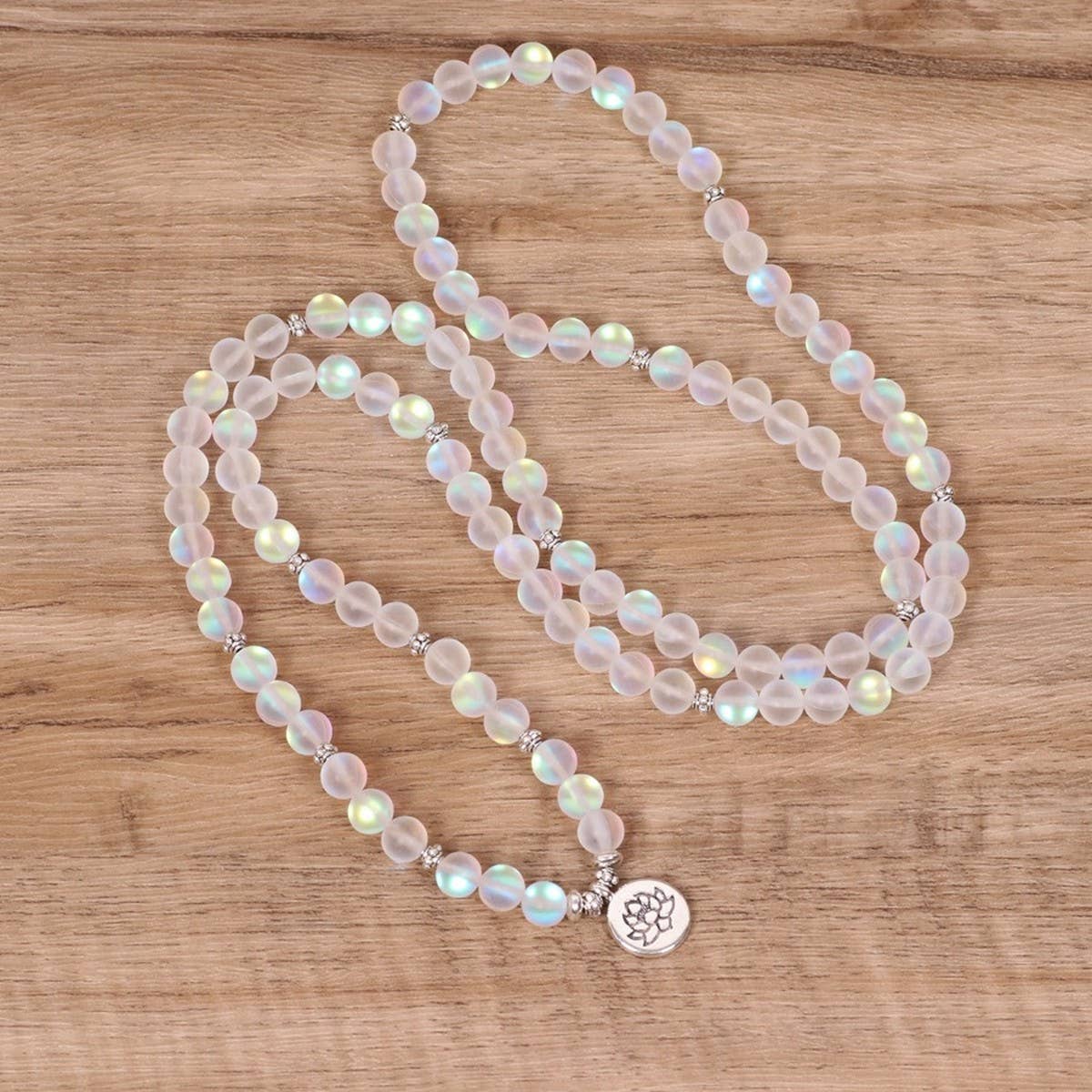 108 WHITE BLUE GLITTER BEADED BRACELET WITH CHARM_CWAJE3933