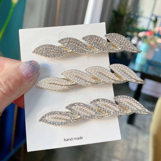 PEARL LEAF HAIRPIN SIDE CLIP DUCKBILL CLIP HAIRPIN_CWAHA4669