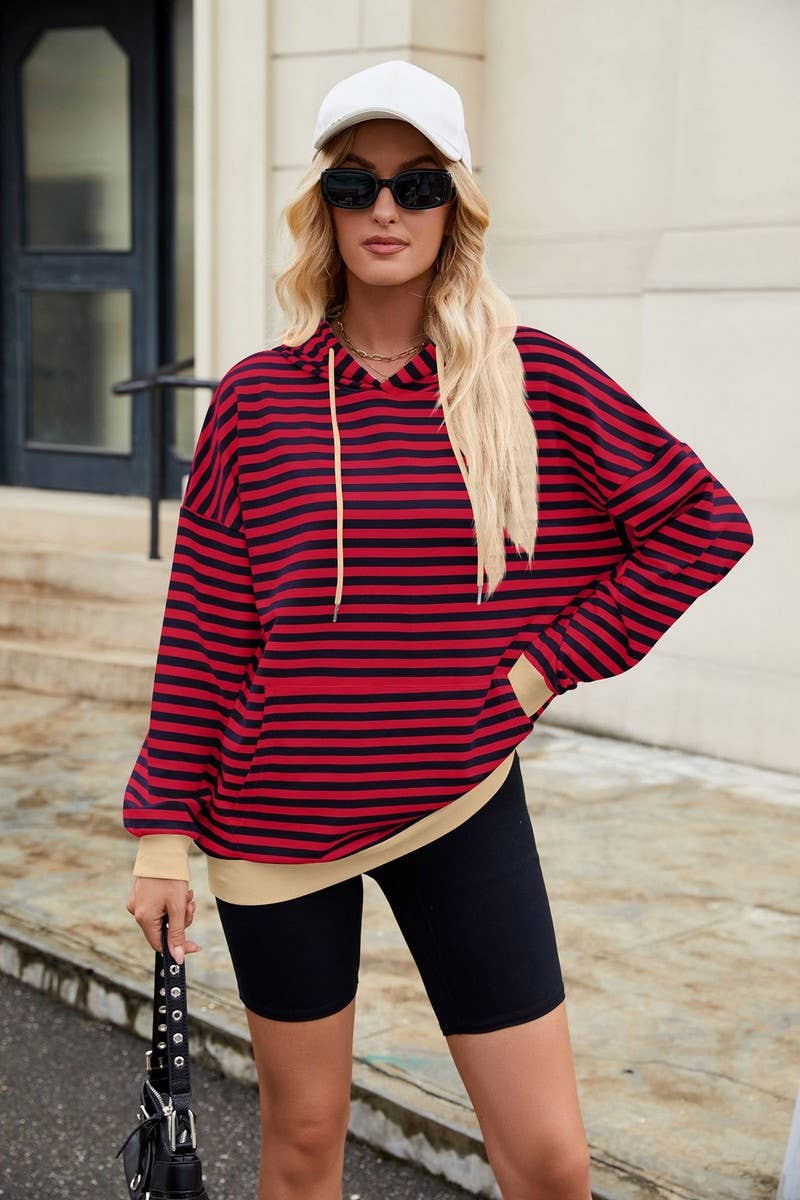 CWOHOL0726_HOODED COLORBLOCK STRIPED POCKET SWEATSHIRT