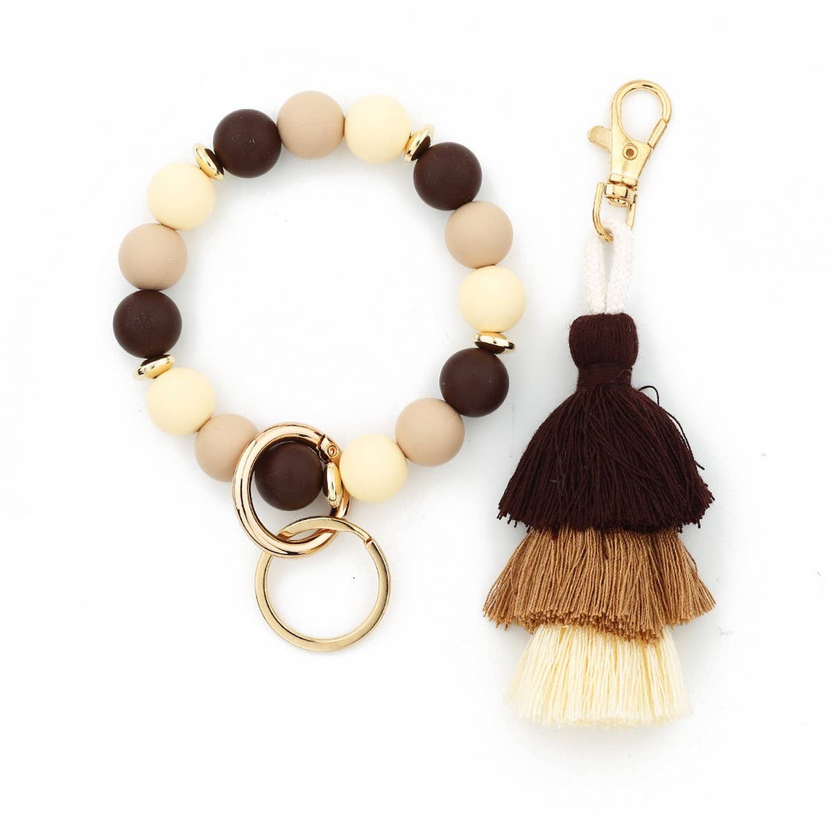 Women??¢s Tassel Silicone Bead Keychain Bracelet_CWAB5029