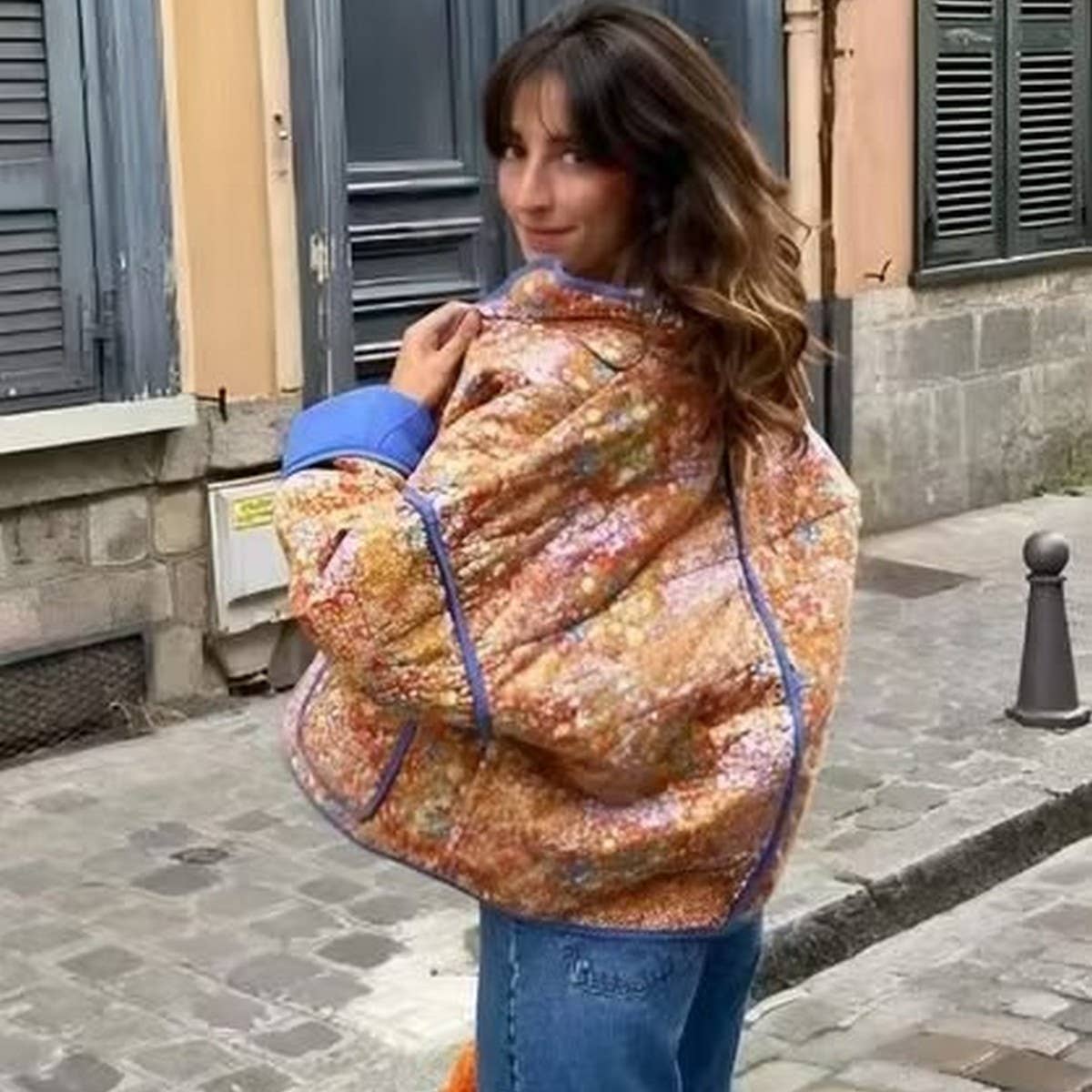 REVERSIBLE FLORAL LOOSE WARM QUILTED JACKETS