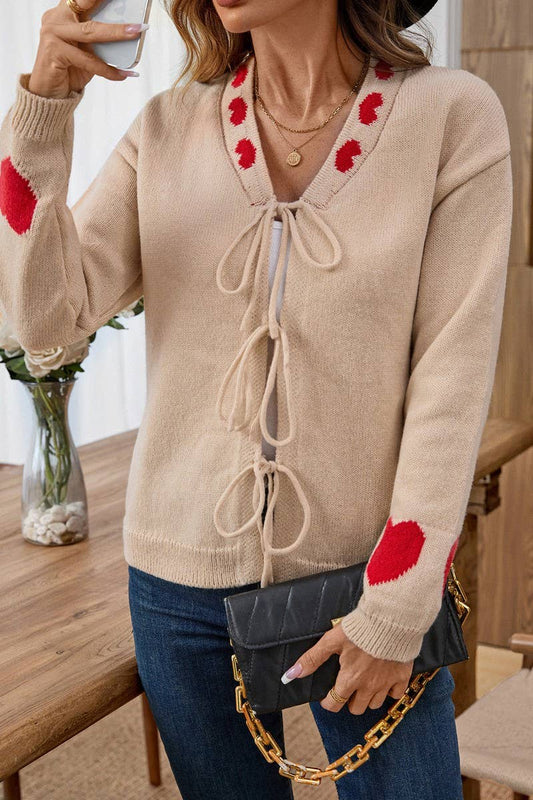 CWOCAL00710_TIE FRONT HEART PATTERN KNIT CARDIGAN