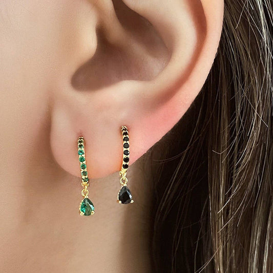 LIGHT LUXURY TEARDROP DIAMOND FRENCH EARRINGS