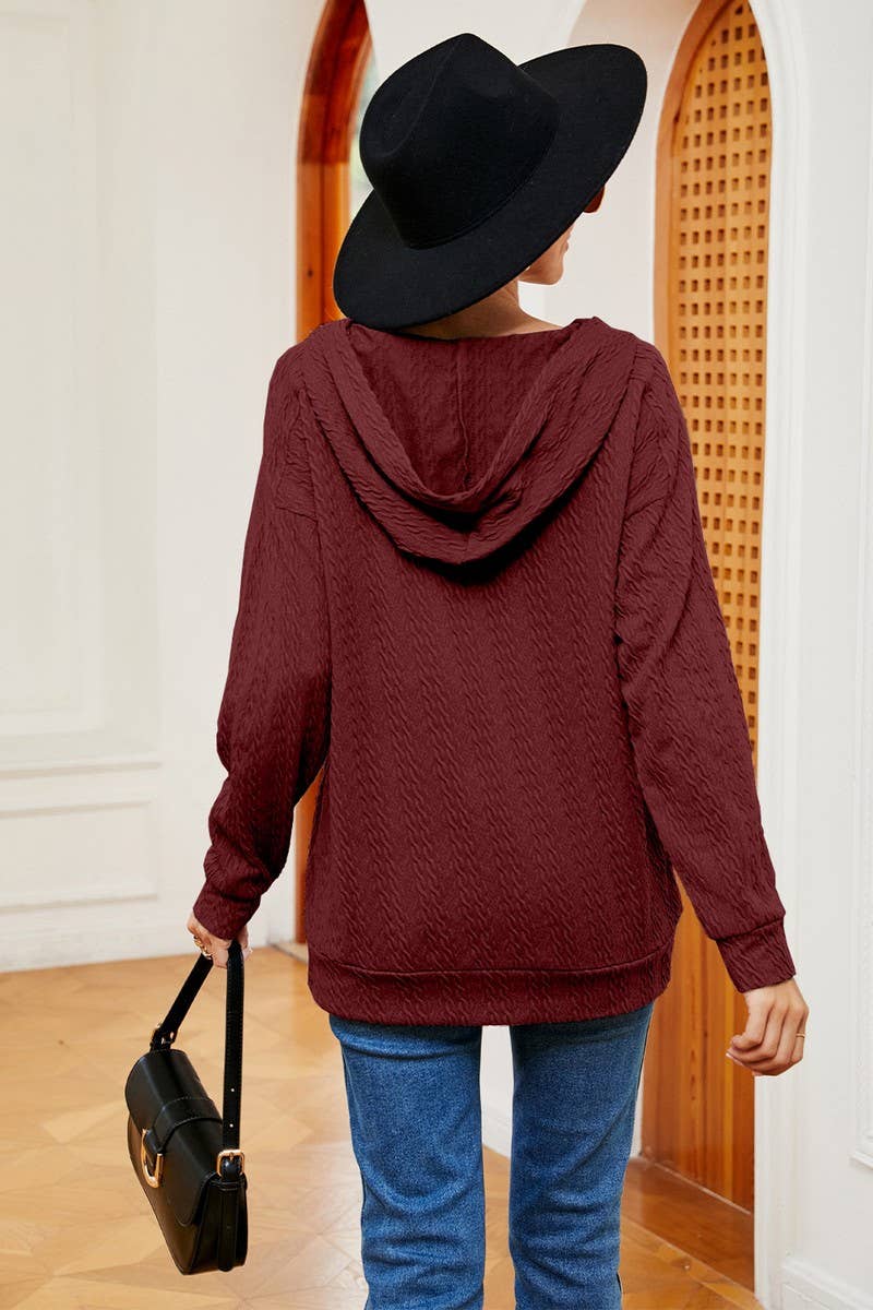 CWOHOL1096_AUTUMN AND WINTER SOLID COLOR HOODED SWEATSHIRT