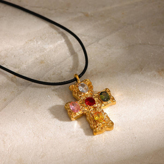 COLORFUL FASHION CROSS NECKLACE