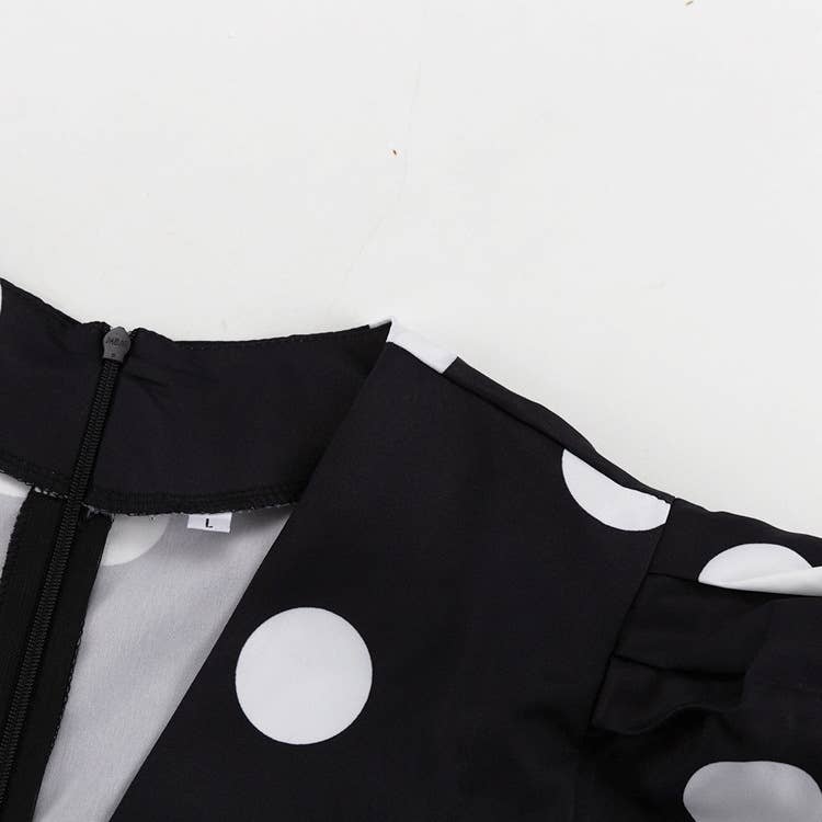 Sexy deep V-polka dot A-line dress