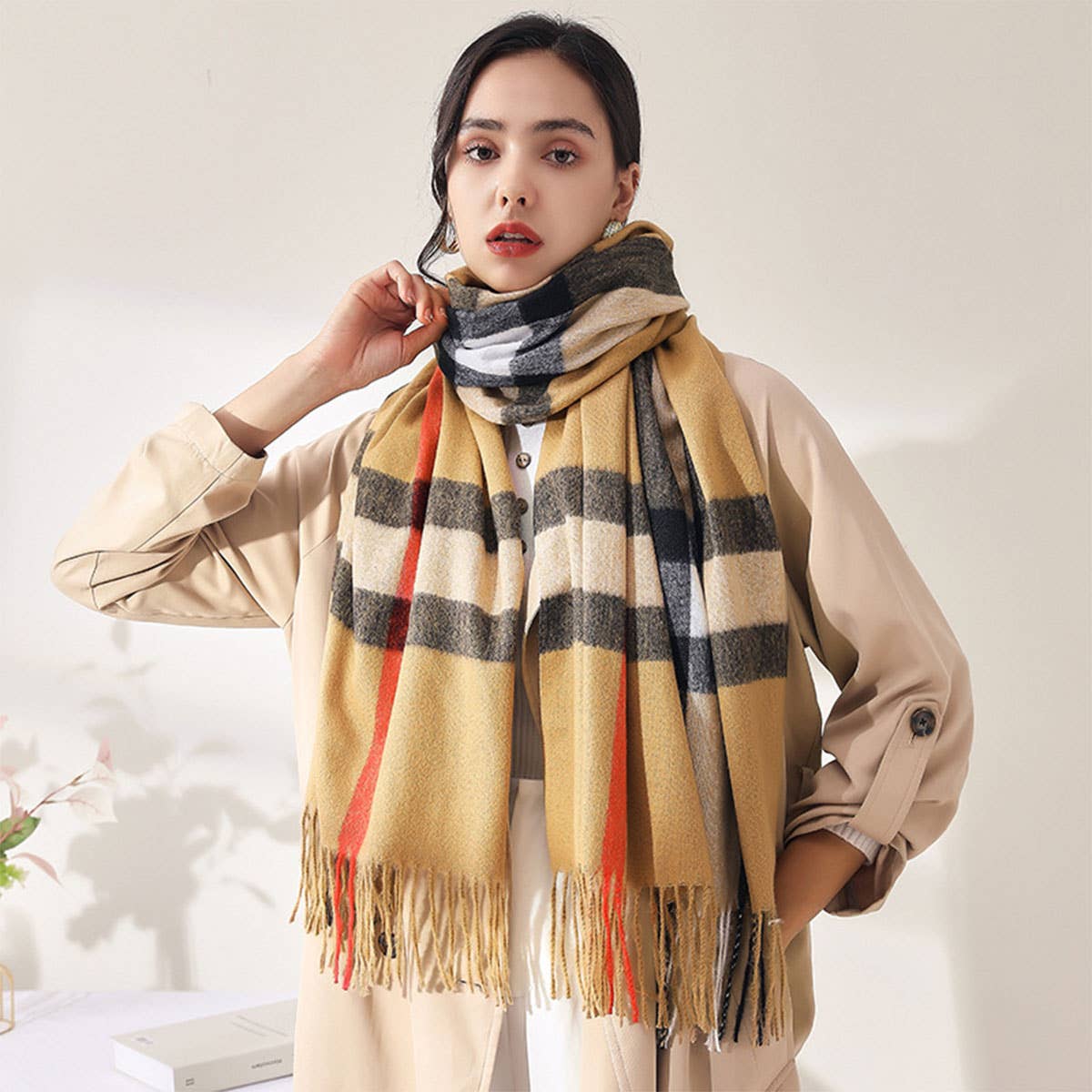 Sweet Stripe Winter Scarf ? Soft Mid-Length Wrap