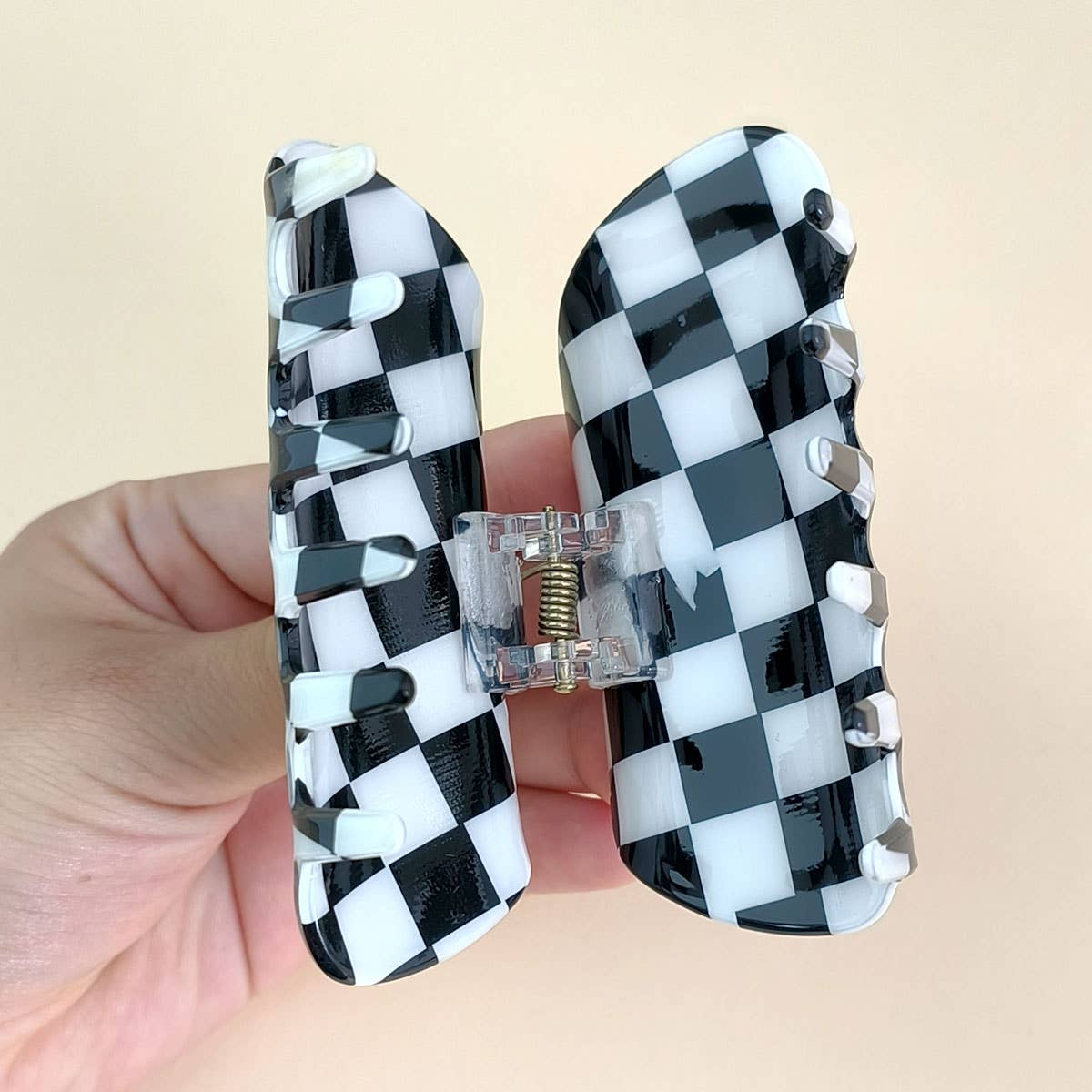 3.23"CHECKERED HAIR CLAW CLIP_CWAHA0313