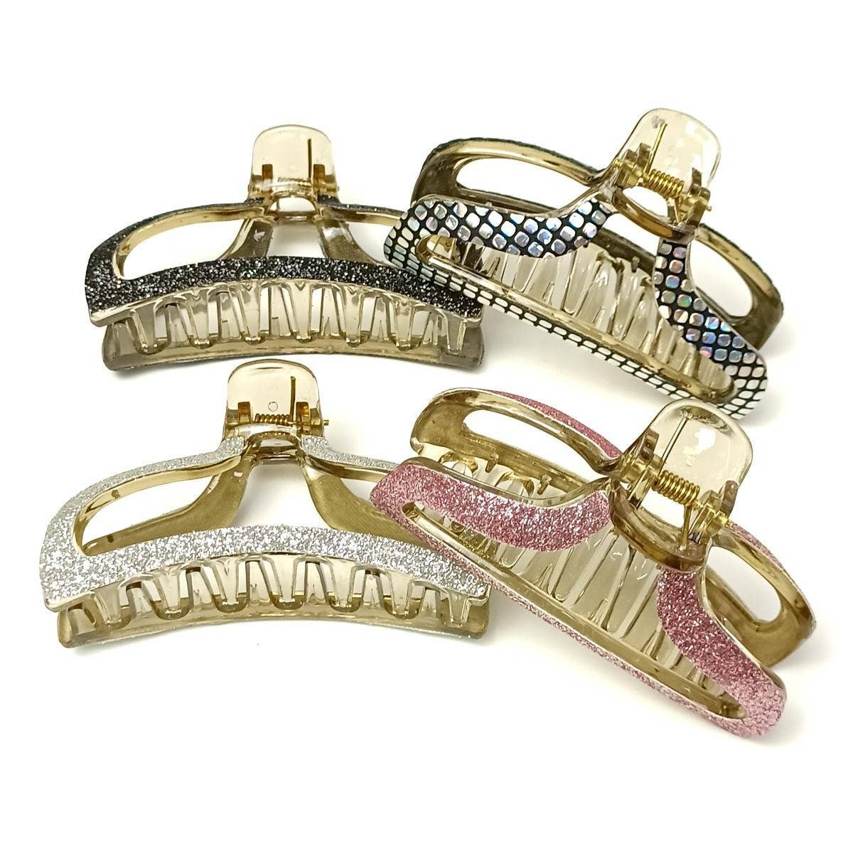 Pink Glitter Shine Hair Claw Clip_CWAHA6372