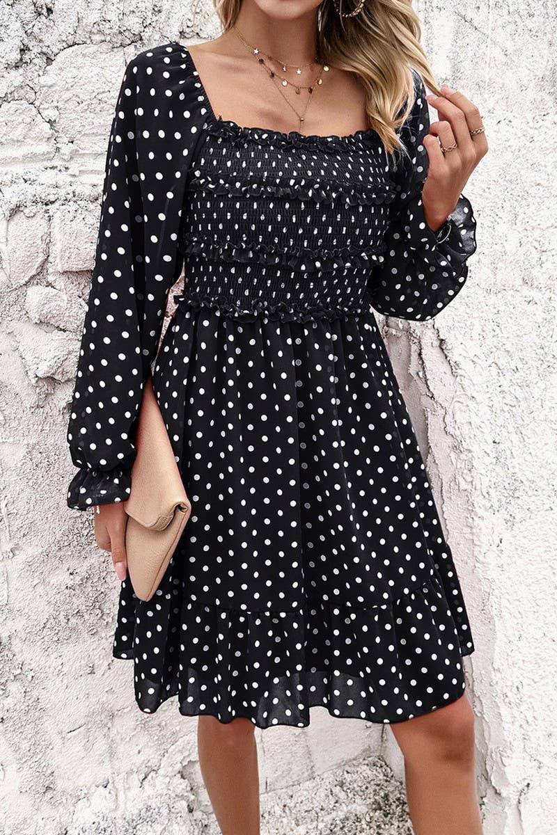 TEMPERAMENT CASUAL POLKA DOT DRESS_CWDSD2818