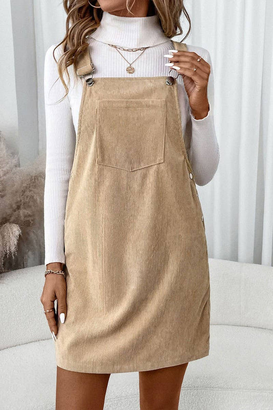 CWDSD8740_CASUAL POCKET CORDUROY SUSPENDER DRESS