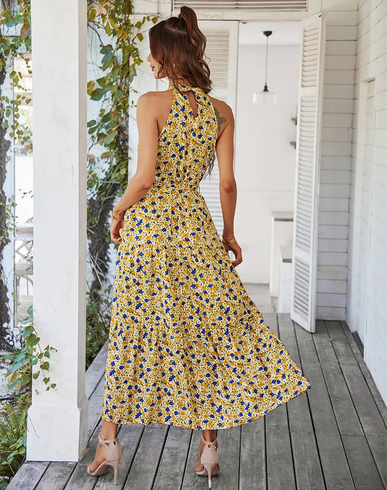 NECKLINE FLORAL HEMLINE DRESS