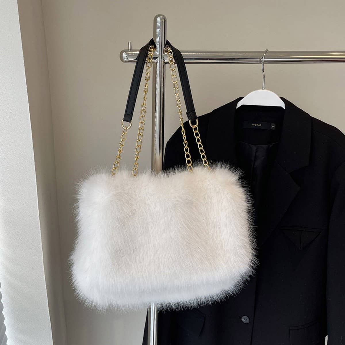 WINTER LEISURE SHOULDER BAG MESSENGER PLUSH BAG_CWAB4014