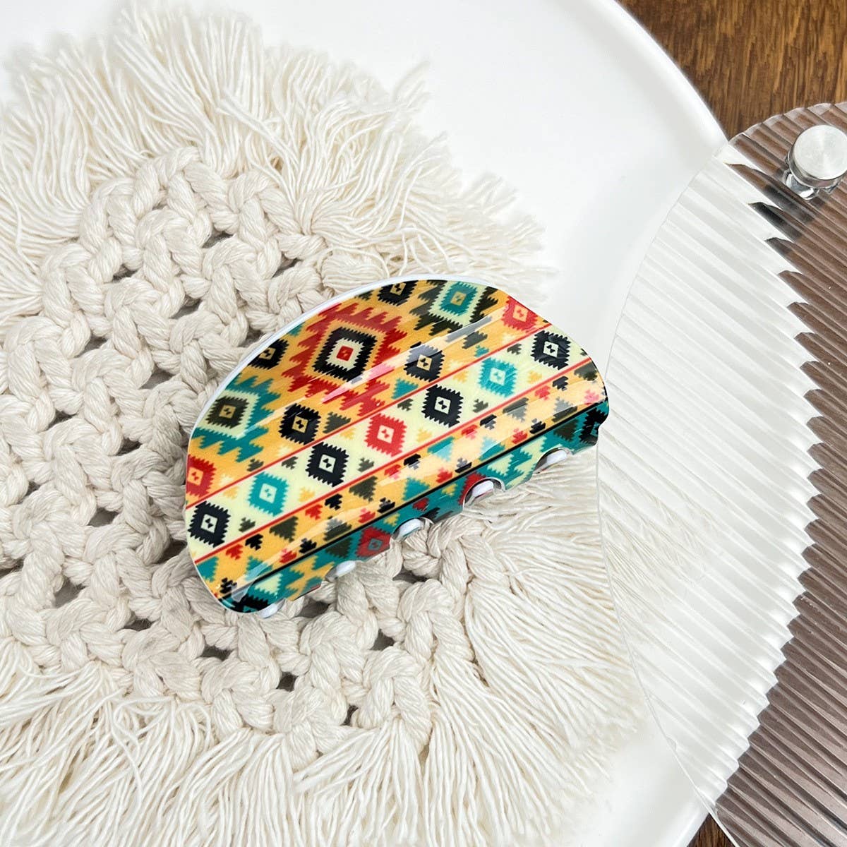 Bohemian Polka Dot Acrylic Hair Claw Unique Design_CWAHA2074