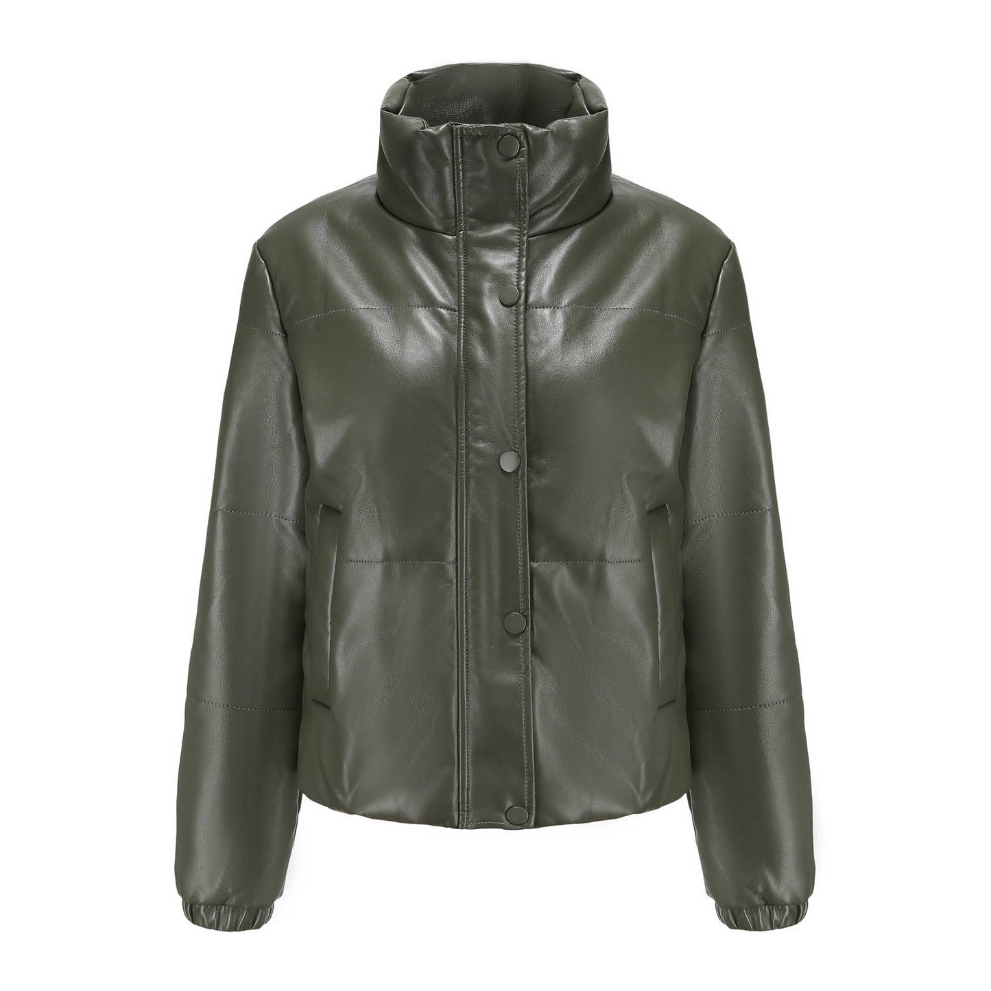 THICKENED COTTON COAT BREAD COAT PU LEATHER COAT