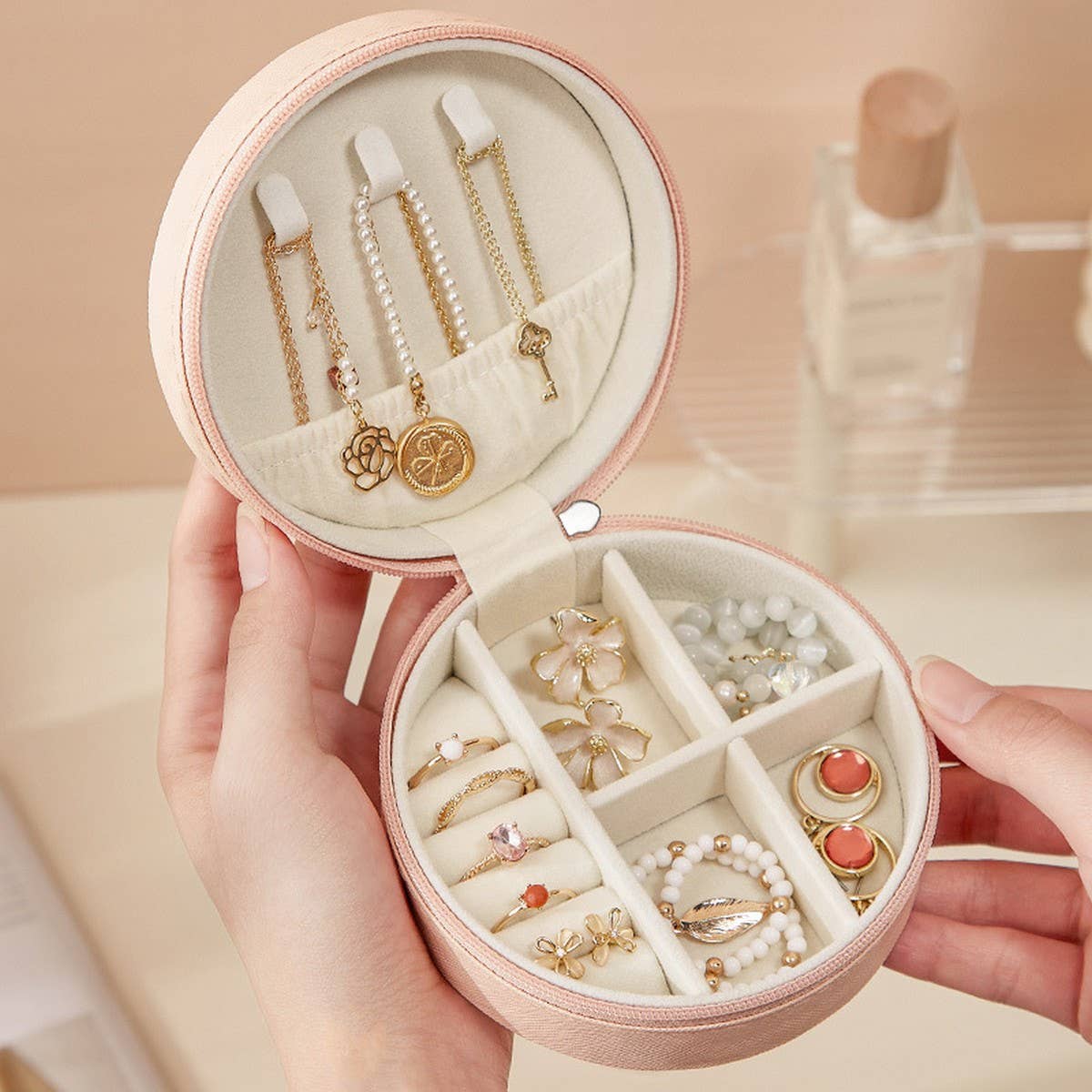 ROUND HIGH-END SIMPLE JEWELRY STORAGE BOX