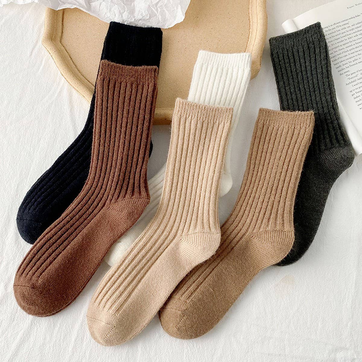 SOLID COLOR ALL-MATCH WARM STACKED SOCKS_CWMS1064