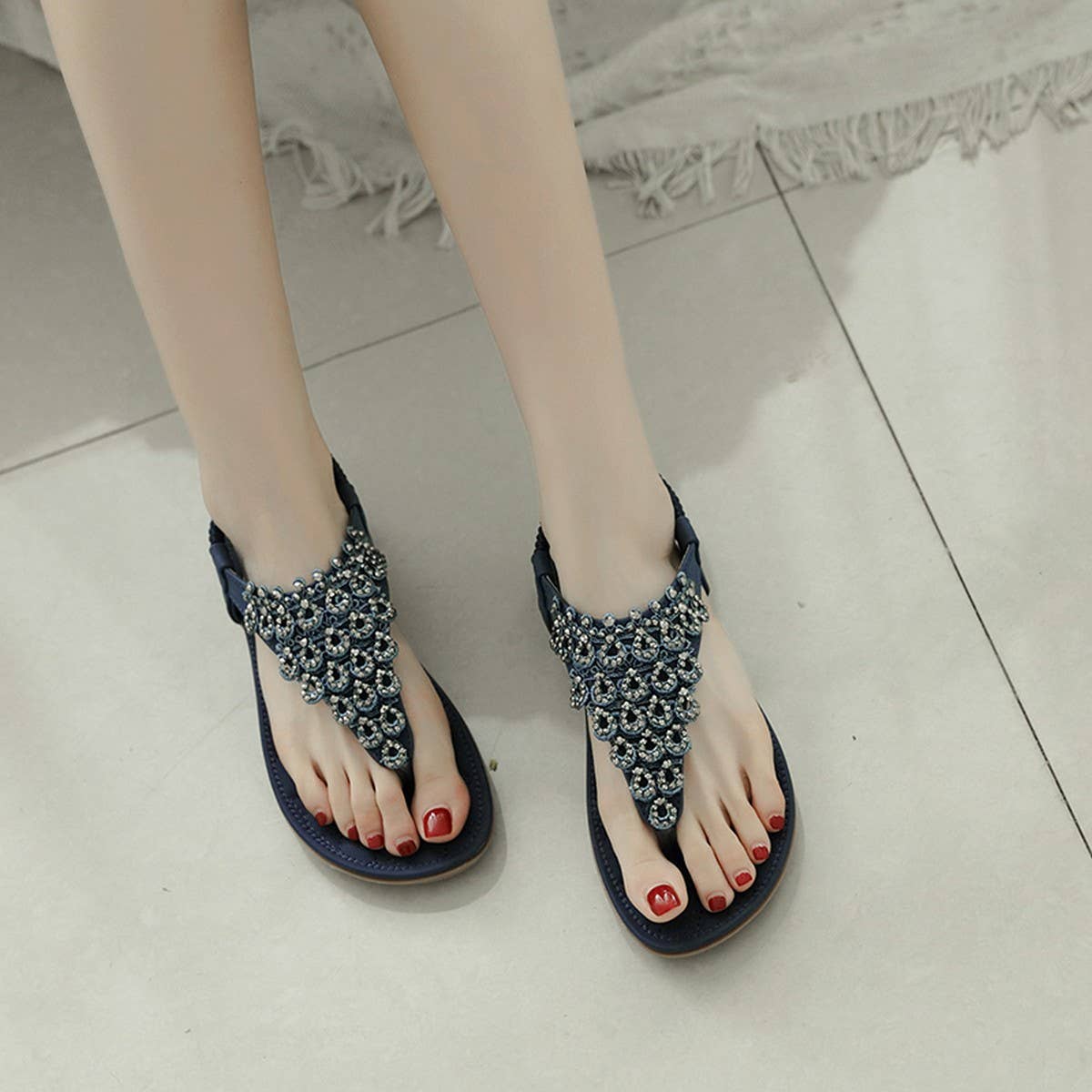 RHINESTONE BOHEMIAN FLIP FLOPS SANDALS