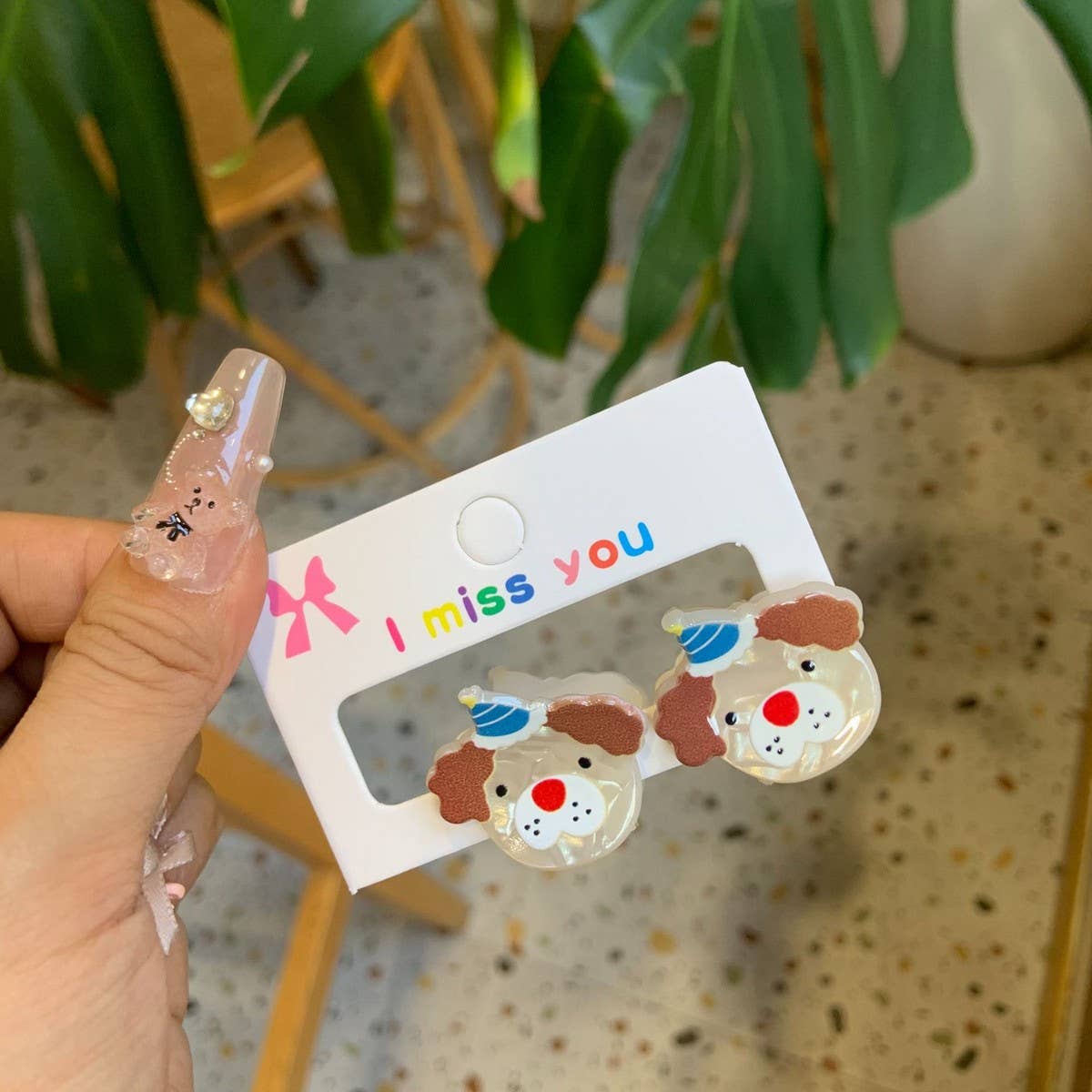 CWAHA4457_GIRL PUPPY BEAR CUTE CARTOON HAIRPIN