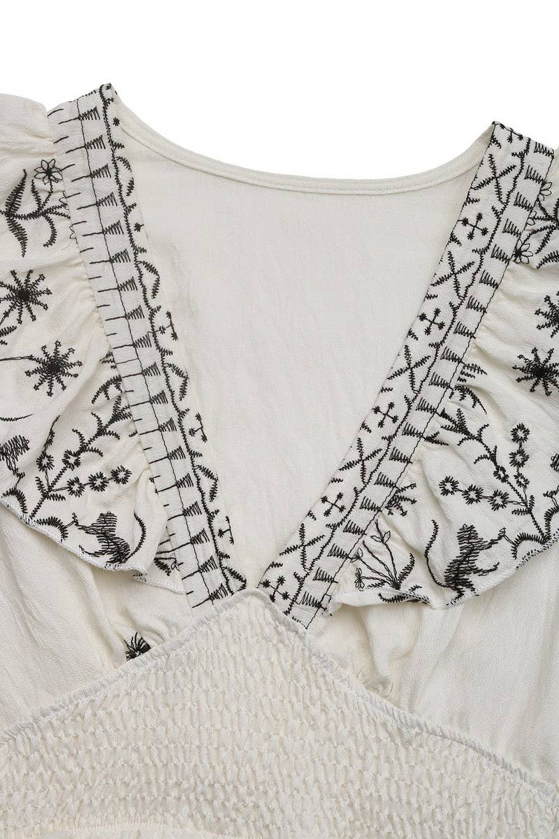 CWDSD7833_RUFFLE HEM FLORAL PRINT VACATION DRESS