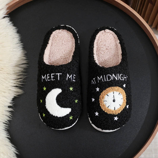 HOME SLIPPERS MOON CLOCK INDOOR COTTON SLIPPERS