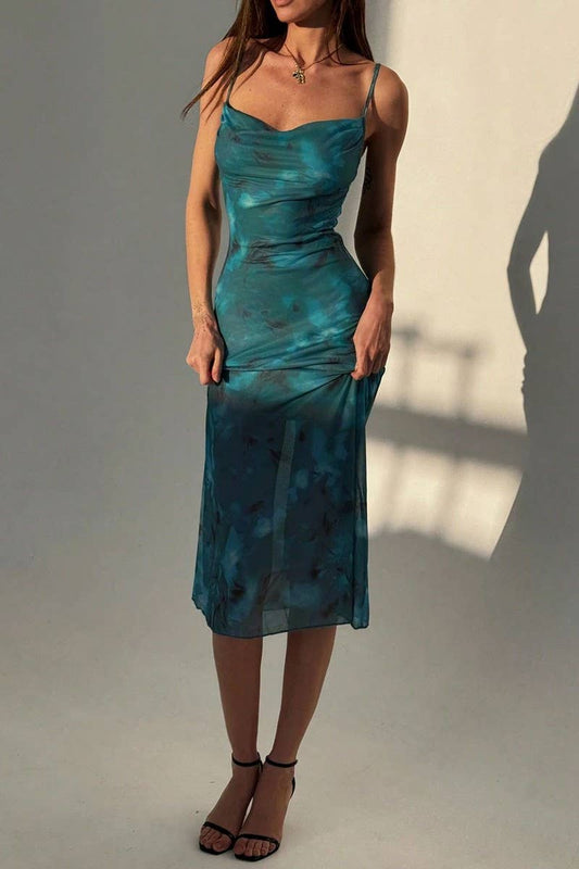 CWDMD5711_ELEGANT FLORAL SLIM FIT MIDI CAMI DRESS