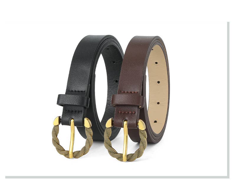 Serpentine pin buckle PU leather women's belt high-grade