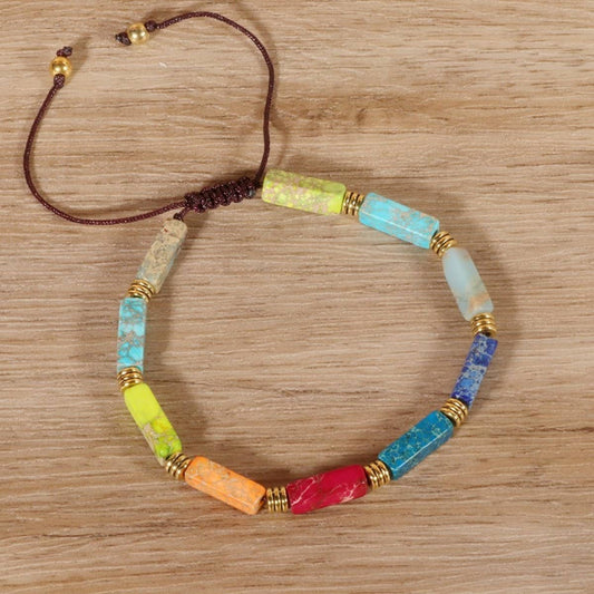 COLORFUL RECTANGULAR BEADS YOGA BRAIDED BRACELET