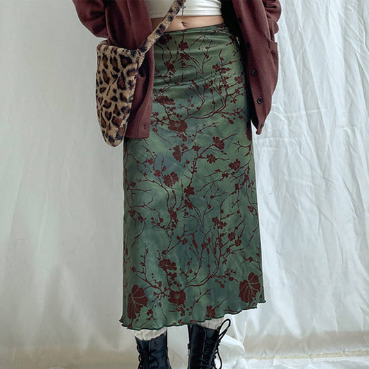 Fit Ink Print High Waist Slimming A-Line Skirt