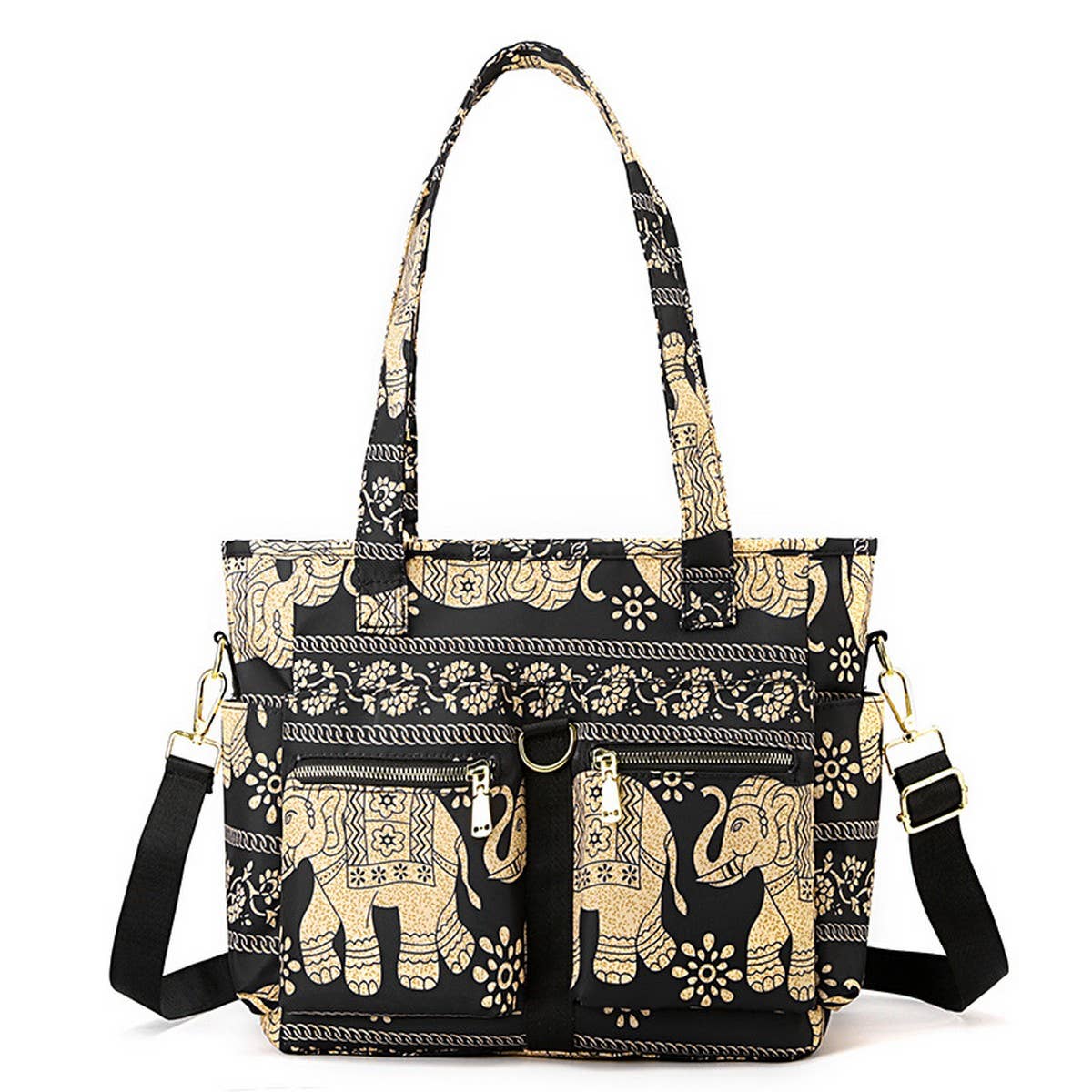 PRINTED NYLON FABRIC HANDBAG SHOULDER BAG_CWAB3484