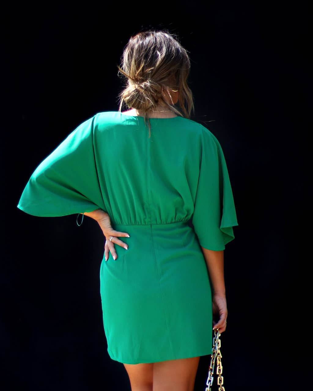 Solid color temperament elegant irregular dress