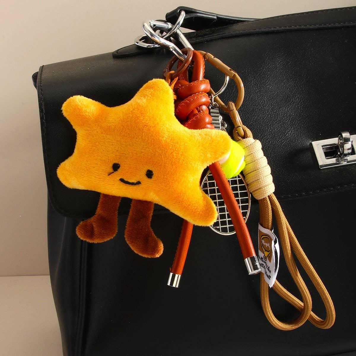 Plush Star Doll Bag Charm with Tennis Keychain_CWMM7834